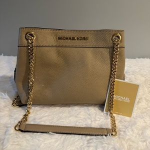 Michael Kors Jetset Mini Leather Chain Cream